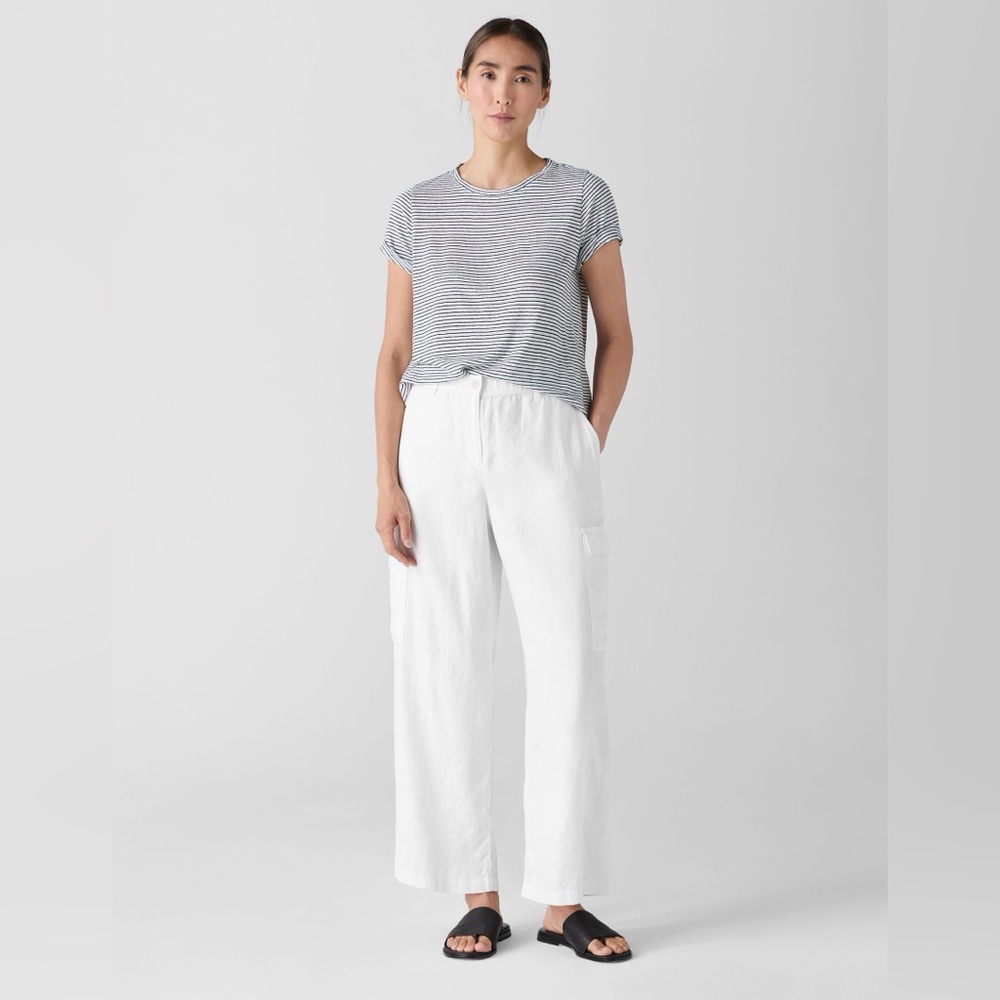 NWT Eileen Fisher Organic Linen Cargo Pants Medium Weight Sz XL